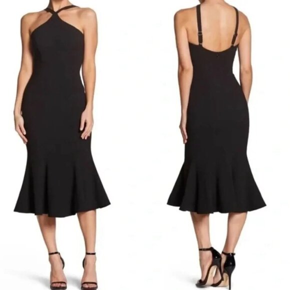 Dress The Population Black Brandy Halter Mermaid Midi Dress XS - Picture 14 of 15